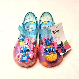NWT Disney Stitch Kids glitter Jelly Shoes, size 7